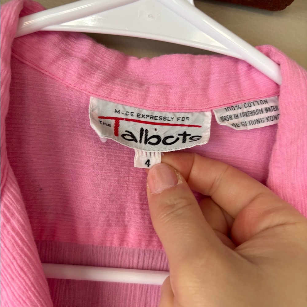 Vintage Talbots 100% Cotton Light Pink Button-Down Shirt 4 - Picture 5 of 6